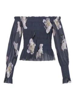 ALL SAINTS ΕΜΠΡΙΜΕ OFF-SHOULDER ΜΠΛΟΥΖΑ Γκρι