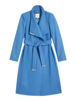 TED BAKER ΓΥΝΑΙΚΕΙΟ ΜΑΚΡΥ ΠΑΛΤΟ ΜΕ ΖΩΝΗ Γαλάζιο