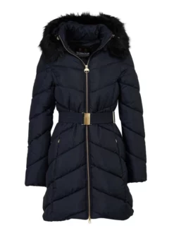 BARBOUR INTERNATIONAL ΜΑΚΡΥ ΜΠΟΥΦΑΝ ΜΕ ΖΩΝΗ Μαύρο