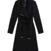 TED BAKER ΓΥΝΑΙΚΕΙΟ ΜΑΚΡΥ ΠΑΛΤΟ ΜΕ ΖΩΝΗ Μαύρο