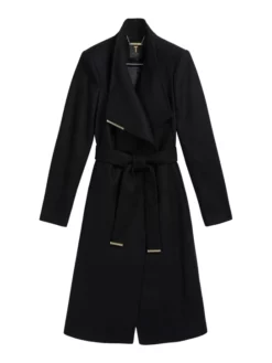 TED BAKER ΓΥΝΑΙΚΕΙΟ ΜΑΚΡΥ ΠΑΛΤΟ ΜΕ ΖΩΝΗ Μαύρο