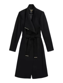 TED BAKER ΓΥΝΑΙΚΕΙΟ ΜΑΚΡΥ ΠΑΛΤΟ ΜΕ ΖΩΝΗ Μαύρο -Γυναικεια Ρουχα Κατάστημα 01 73