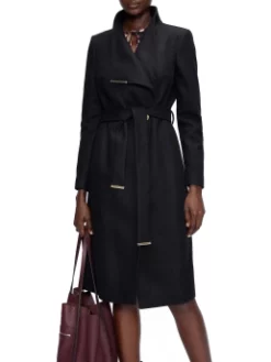 TED BAKER ΓΥΝΑΙΚΕΙΟ ΜΑΚΡΥ ΠΑΛΤΟ ΜΕ ΖΩΝΗ Μαύρο -Γυναικεια Ρουχα Κατάστημα 02 67