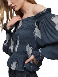 ALL SAINTS ΕΜΠΡΙΜΕ OFF-SHOULDER ΜΠΛΟΥΖΑ Γκρι -Γυναικεια Ρουχα Κατάστημα 03 11