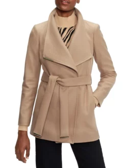 TED BAKER ΓΥΝΑΙΚΕΙΟ ΠΑΛΤΟ ΜΕ ΖΩΝΗ Μπεζ -Γυναικεια Ρουχα Κατάστημα 03 40