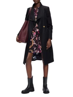 TED BAKER ΓΥΝΑΙΚΕΙΟ ΜΑΚΡΥ ΠΑΛΤΟ ΜΕ ΖΩΝΗ Μαύρο -Γυναικεια Ρουχα Κατάστημα 03 52