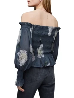 ALL SAINTS ΕΜΠΡΙΜΕ OFF-SHOULDER ΜΠΛΟΥΖΑ Γκρι -Γυναικεια Ρουχα Κατάστημα 05 1