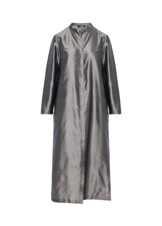 MAX MARA THE CUBE ΜΕΤΑΞΩΤΟ ΦΟΡΕΜΑ Γκρι 1 MAX MARA THE CUBE ΜΕΤΑΞΩΤΟ ΦΟΡΕΜΑ Γκρι