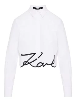 KARL LAGERFELD ΓΥΝΑΙΚΕΙΟ CROPPED ΠΟΥΚΑΜΙΣΟ Λευκό -Γυναικεια Ρουχα Κατάστημα 10 210