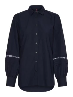 TOMMY HILFIGER ΠΟΥΚΑΜΙΣΟ ΜΕ ΦΟΥΣΚΩΤΑ ΜΑΝΙΚΙΑ Navy -Γυναικεια Ρουχα Κατάστημα 10 223