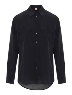 BOSS ΜΕΤΑΞΩΤΟ ΠΟΥΚΑΜΙΣΟ Μαύρο -Γυναικεια Ρουχα Κατάστημα 10 257