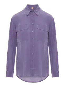 BOSS ΜΕΤΑΞΩΤΟ ΠΟΥΚΑΜΙΣΟ Μωβ -Γυναικεια Ρουχα Κατάστημα 10 259