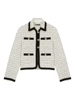 MAJE ΚΑΡΟ TWEED ΣΑΚΑΚΙ Λευκό