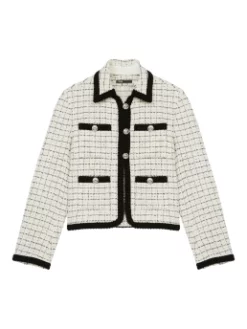 MAJE ΚΑΡΟ TWEED ΣΑΚΑΚΙ Λευκό -Γυναικεια Ρουχα Κατάστημα 10 261