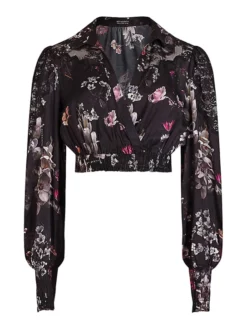 ALL SAINTS CROPPED ΚΡΟΥΑΖΕ ΜΠΛΟΥΖΑ Μαύρο