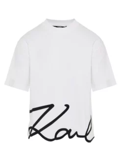 KARL LAGERFELD T-SHIRT ΜΕ ΚΕΝΤΗΤΟ ΛΟΓΟΤΥΠΟ Λευκό