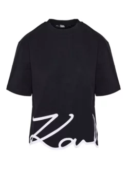 KARL LAGERFELD T-SHIRT ΜΕ ΚΕΝΤΗΤΟ ΛΟΓΟΤΥΠΟ Μαύρο