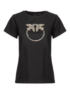 PINKO T-SHIRT ΜΕ ΚΕΝΤΗΜΕΝΟ ΛΟΓΟΤΥΠΟ Μαύρο