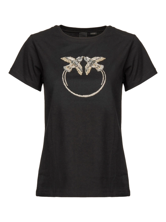 PINKO T-SHIRT ΜΕ ΚΕΝΤΗΜΕΝΟ ΛΟΓΟΤΥΠΟ Μαύρο 1 PINKO T-SHIRT ΜΕ ΚΕΝΤΗΜΕΝΟ ΛΟΓΟΤΥΠΟ Μαύρο