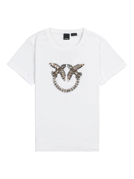 PINKO T-SHIRT ΜΕ ΚΕΝΤΗΜΕΝΟ ΛΟΓΟΤΥΠΟ Λευκό 1 PINKO T-SHIRT ΜΕ ΚΕΝΤΗΜΕΝΟ ΛΟΓΟΤΥΠΟ Λευκό