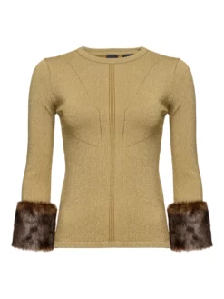 PINKO ΜΠΛΟΥΖΑ ΜΕ FAUX FUR Χρυσό