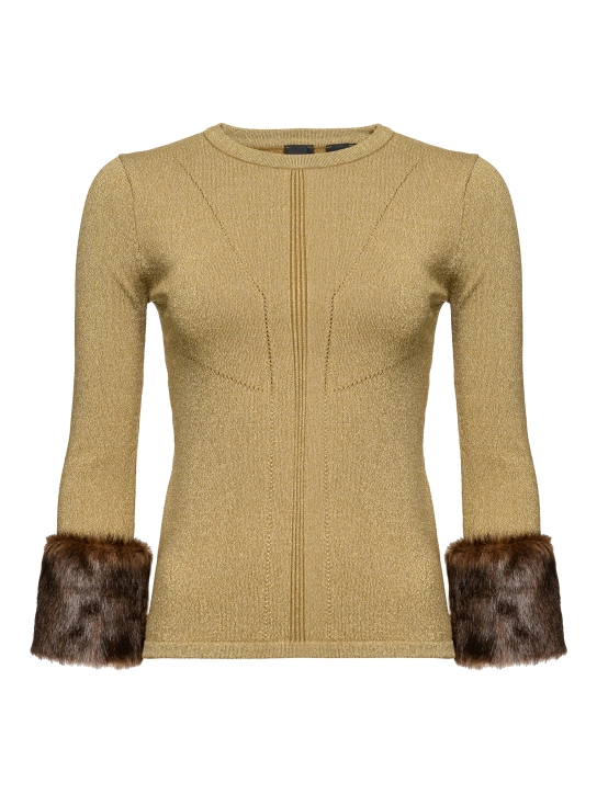 PINKO ΜΠΛΟΥΖΑ ΜΕ FAUX FUR Χρυσό 1 PINKO ΜΠΛΟΥΖΑ ΜΕ FAUX FUR Χρυσό