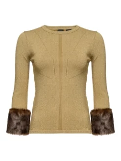 PINKO ΜΠΛΟΥΖΑ ΜΕ FAUX FUR Χρυσό 9 PINKO ΜΠΛΟΥΖΑ ΜΕ FAUX FUR Χρυσό -Γυναικεια Ρουχα Κατάστημα 10 360