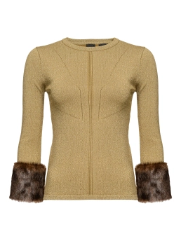 PINKO ΜΠΛΟΥΖΑ ΜΕ FAUX FUR Χρυσό 4 PINKO ΜΠΛΟΥΖΑ ΜΕ FAUX FUR Χρυσό - Image 4