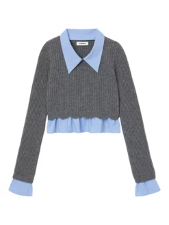 SANDRO ΚΟΝΤΟ ΠΛΕΚΤΟ ΠΟΥΛΟΒΕΡ Γκρι