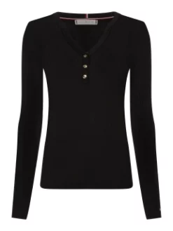 TOMMY HILFIGER ΜΠΛΟΥΖΑ ΜΕ ΚΟΥΜΠΙΑ Μαύρο -Γυναικεια Ρουχα Κατάστημα 10 385