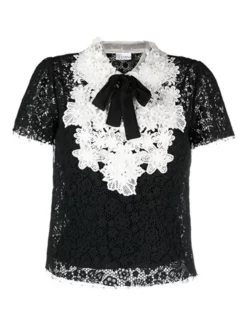 RED VALENTINO ΜΠΛΟΥΖΑ ΑΠΟ ΔΑΝΤΕΛΑ Μαύρο