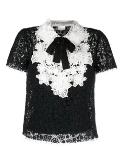 RED VALENTINO ΜΠΛΟΥΖΑ ΑΠΟ ΔΑΝΤΕΛΑ Μαύρο -Γυναικεια Ρουχα Κατάστημα 10 425