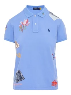 POLO RALPH LAUREN ΠΟΛΟ ΜΠΛΟΥΖΑ ΜΕ ΚΕΝΤΗΜΑΤΑ Γαλάζιο -Γυναικεια Ρουχα Κατάστημα 10 449