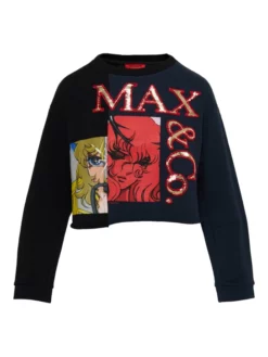 MAX&CO. CROPPED ΦΟΥΤΕΡ ΜΠΛΟΥΖΑ ΜΕ ΣΧΕΔΙΟ Μαύρο