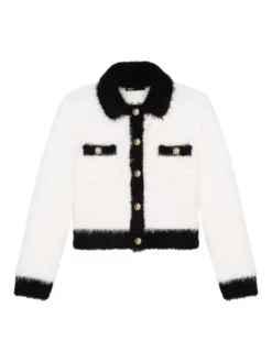 MAJE FLUFFY ΠΛΕΚΤΗ ΖΑΚΕΤΑ Λευκό