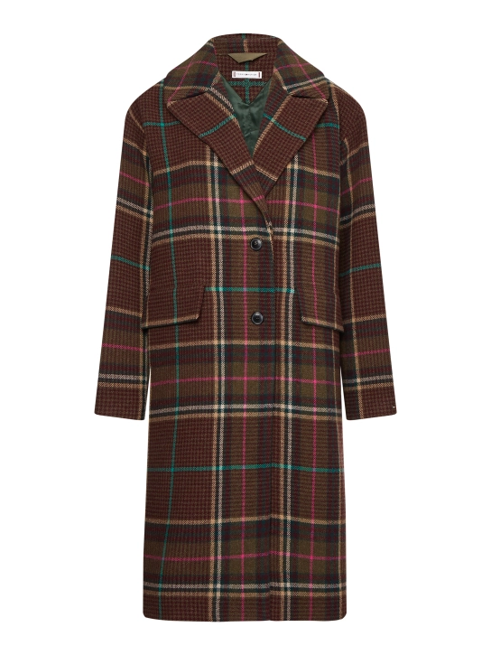 TOMMY HILFIGER ΚΑΡΟ ΜΑΚΡΥ ΠΑΛΤΟ Καφέ 1 TOMMY HILFIGER ΚΑΡΟ ΜΑΚΡΥ ΠΑΛΤΟ Καφέ