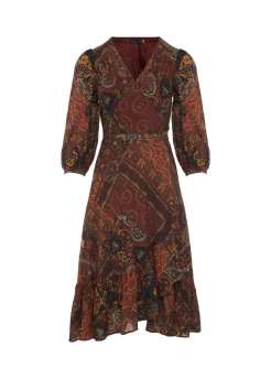 POLO RALPH LAUREN ΜΙΝΤΙ WRAP DRESS Καφέ 4 POLO RALPH LAUREN ΜΙΝΤΙ WRAP DRESS Καφέ - Image 4