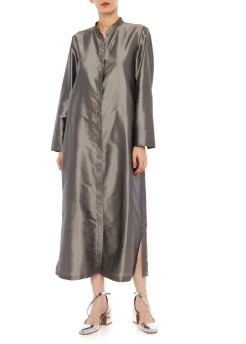 MAX MARA THE CUBE ΜΕΤΑΞΩΤΟ ΦΟΡΕΜΑ Γκρι 5 MAX MARA THE CUBE ΜΕΤΑΞΩΤΟ ΦΟΡΕΜΑ Γκρι - Image 5