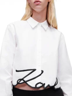 KARL LAGERFELD ΓΥΝΑΙΚΕΙΟ CROPPED ΠΟΥΚΑΜΙΣΟ Λευκό -Γυναικεια Ρουχα Κατάστημα 20 205