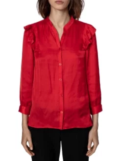 ZADIG & VOLTAIRE ΓΥΝΑΙΚΕΙΟ ΠΟΥΚΑΜΙΣΟ ΜΕ ΒΟΛΑΝ Κόκκινο -Γυναικεια Ρουχα Κατάστημα 20 211