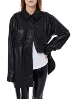CALVIN KLEIN FAUX LEATHER ΠΟΥΚΑΜΙΣΟ Μαύρο -Γυναικεια Ρουχα Κατάστημα 20 221