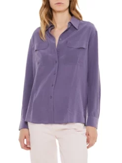 BOSS ΜΕΤΑΞΩΤΟ ΠΟΥΚΑΜΙΣΟ Μωβ -Γυναικεια Ρουχα Κατάστημα 20 251