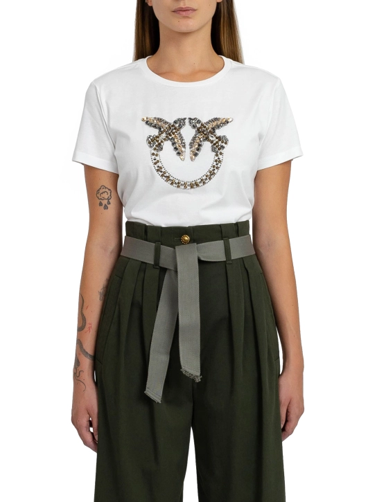 PINKO T-SHIRT ΜΕ ΚΕΝΤΗΜΕΝΟ ΛΟΓΟΤΥΠΟ Λευκό 2 PINKO T-SHIRT ΜΕ ΚΕΝΤΗΜΕΝΟ ΛΟΓΟΤΥΠΟ Λευκό - Image 2