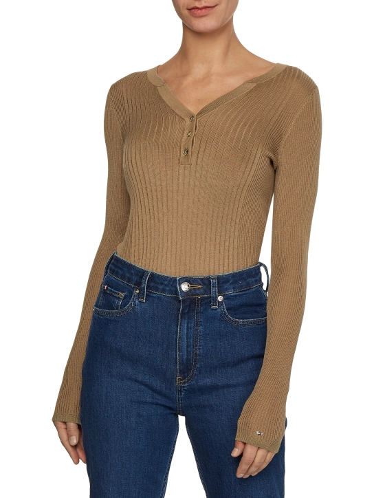 TOMMY HILFIGER ΜΠΛΟΥΖΑ ΜΕ ΚΟΥΜΠΙΑ Μπεζ 2 TOMMY HILFIGER ΜΠΛΟΥΖΑ ΜΕ ΚΟΥΜΠΙΑ Μπεζ - Image 2