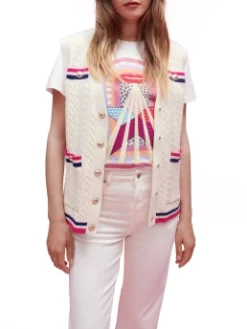 MAJE ΠΛΕΚΤΟ ΓΙΛΕΚΟ ΜΕ ΡΙΓΕΣ Εκρού -Γυναικεια Ρουχα Κατάστημα 20 465