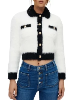 MAJE FLUFFY ΠΛΕΚΤΗ ΖΑΚΕΤΑ Λευκό -Γυναικεια Ρουχα Κατάστημα 20 489