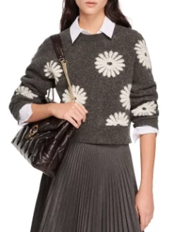 SANDRO ΠΛΕΚΤΟ FLORAL ΠΟΥΛΟΒΕΡ Γκρι -Γυναικεια Ρουχα Κατάστημα 20 497