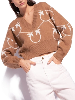PINKO CROPPED ΠΟΥΛΟΒΕΡ ΜΕ ΜΟΝΟΓΡΑΜΜΑ Μπεζ 6 PINKO CROPPED ΠΟΥΛΟΒΕΡ ΜΕ ΜΟΝΟΓΡΑΜΜΑ Μπεζ - Image 6