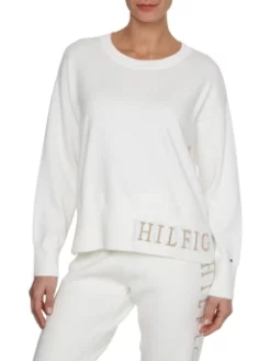 TOMMY HILFIGER ΠΟΥΛΟΒΕΡ ΜΕ ΛΟΓΟΤΥΠΟ Λευκό -Γυναικεια Ρουχα Κατάστημα 20 545
