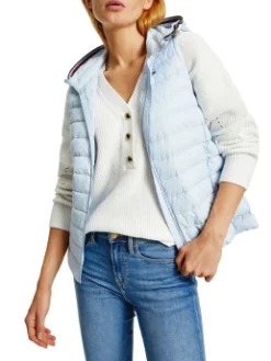 TOMMY HILFIGER ΑΜΑΝΙΚΟ ΚΑΠΙΤΟΝΕ ΜΠΟΥΦΑΝ Γαλάζιο -Γυναικεια Ρουχα Κατάστημα 20 649